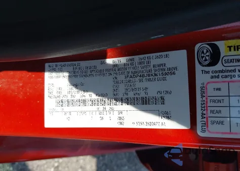 2019 Ford Fiesta Se from USA, damaged, VIN 3FADP4BJ8KM159056